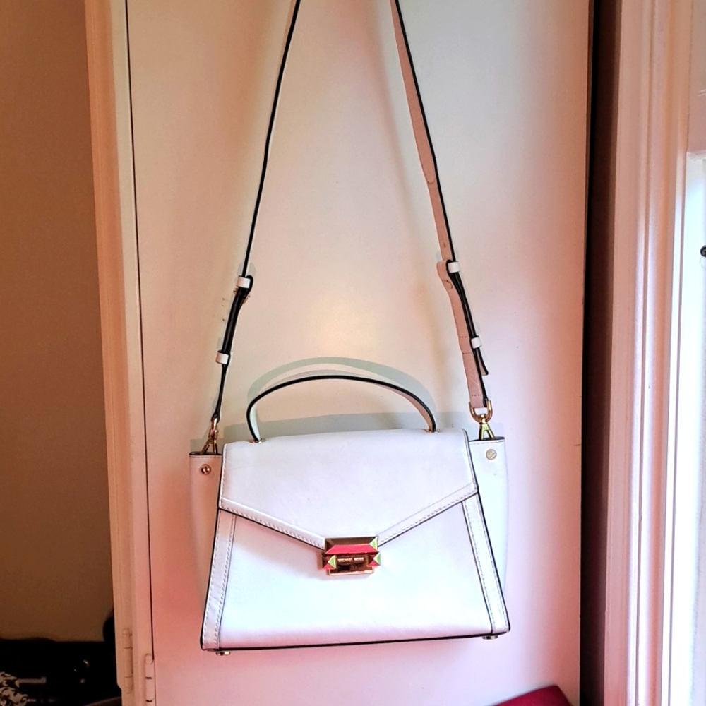 Michael Kors Whitney Soft White Leather Satchel/ Crossbody Great Conditi